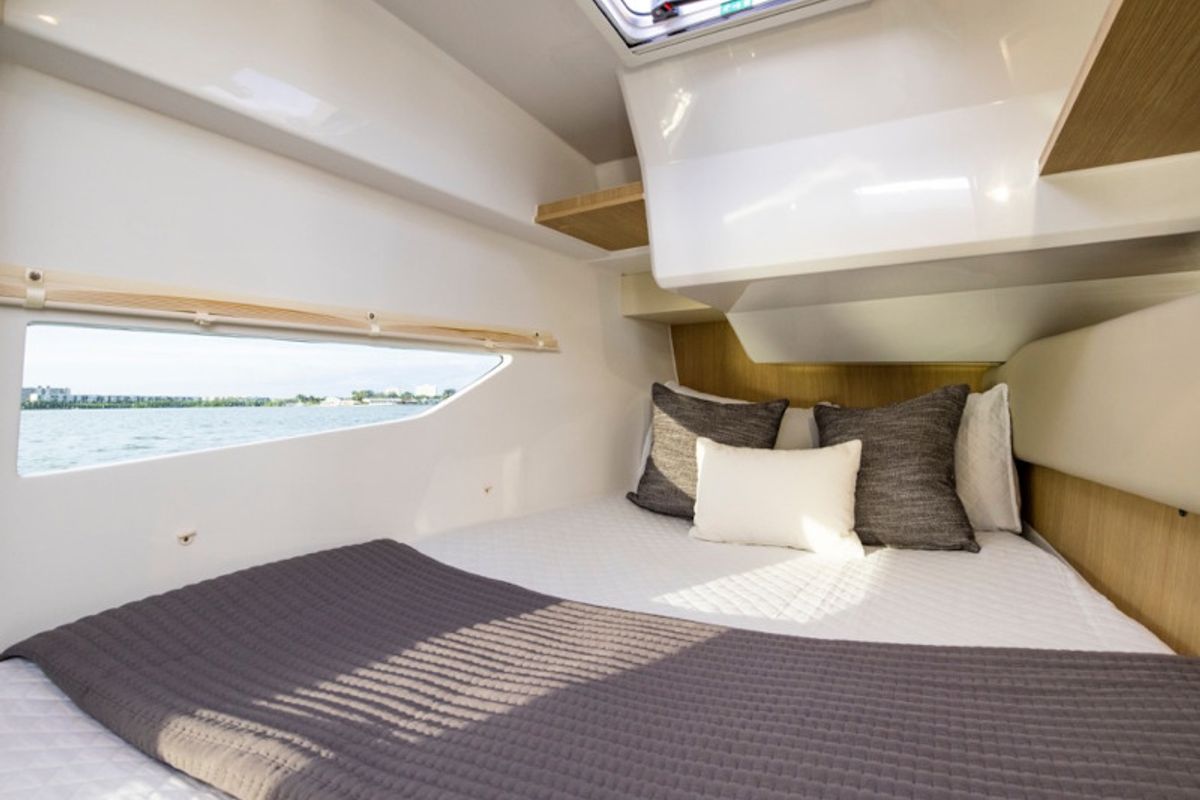 Cabin on Joy, a Aquila Yachts Aquila 36 Sport motorboat at Cannigione, Italy