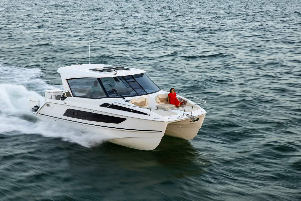 Exterior view of Joy, a Aquila Yachts Aquila 36 Sport motorboat at Cannigione, Italy