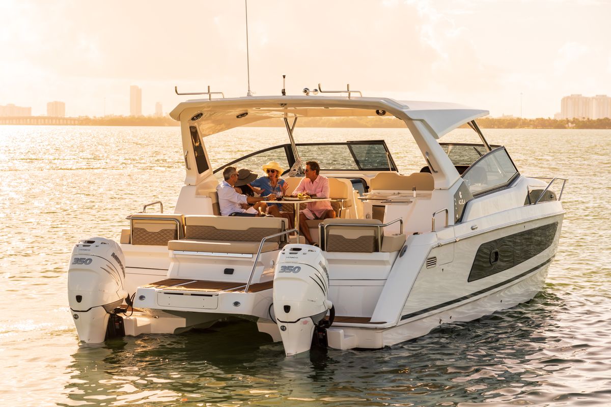 Deck of Joy, a Aquila Yachts Aquila 36 Sport motorboat at Cannigione, Italy