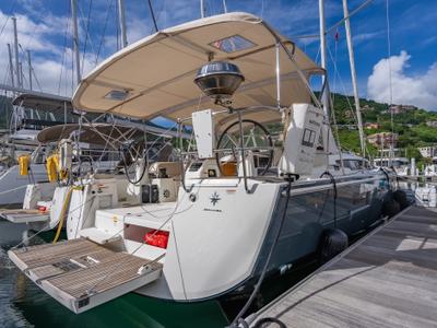 Deck of After Physics, a Jeanneau Sun Odyssey 490 sailboat at Road Town, British Virgin Islands
