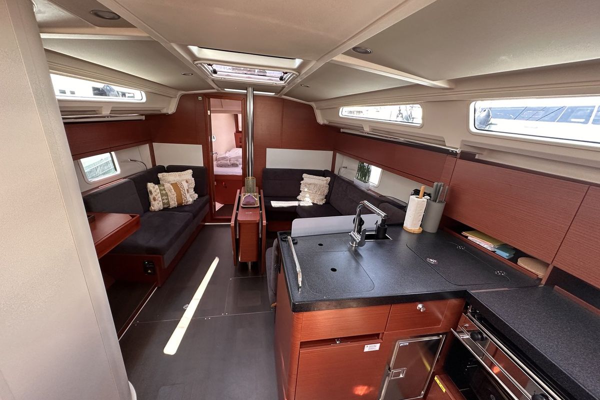 Salon of Calypso, a Hanse Yachts Hanse 388 sailboat at Seget Donji, Croatia