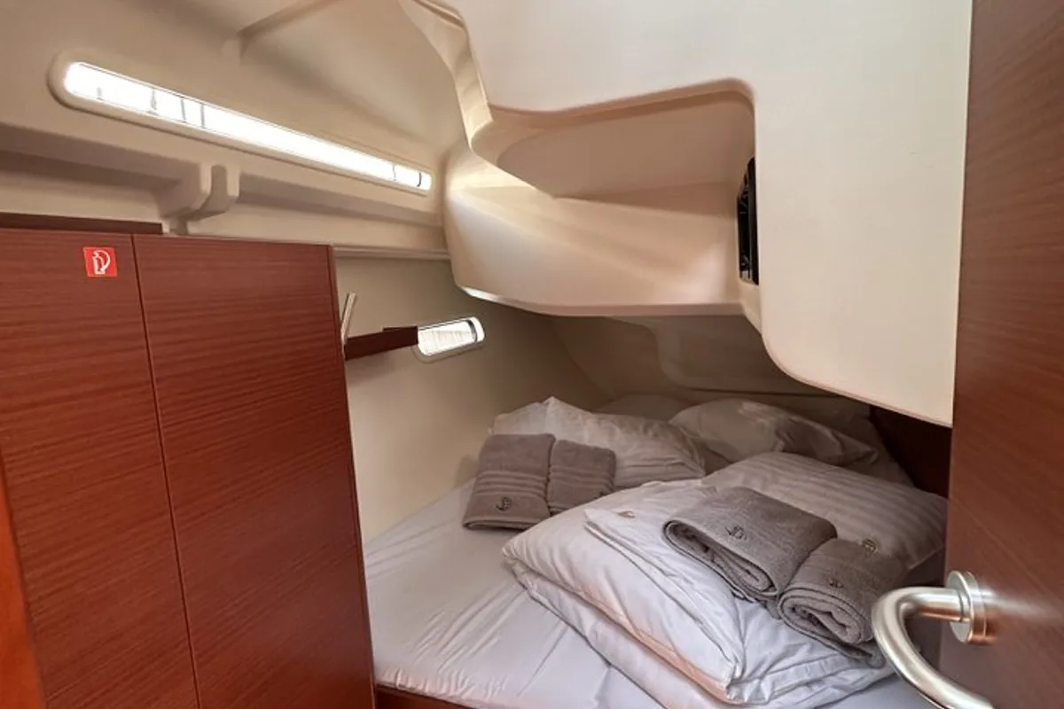 Cabin on Calypso, a Hanse Yachts Hanse 388 sailboat at Seget Donji, Croatia