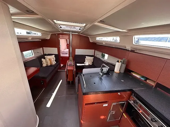 Galley of Calypso, a Hanse Yachts Hanse 388 sailboat at Seget Donji, Croatia