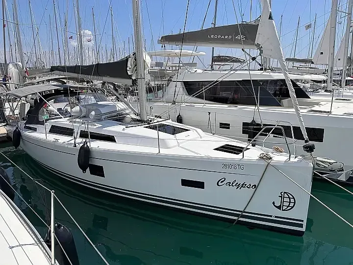 Exterior view of Calypso, a Hanse Yachts Hanse 388 sailboat at Seget Donji, Croatia