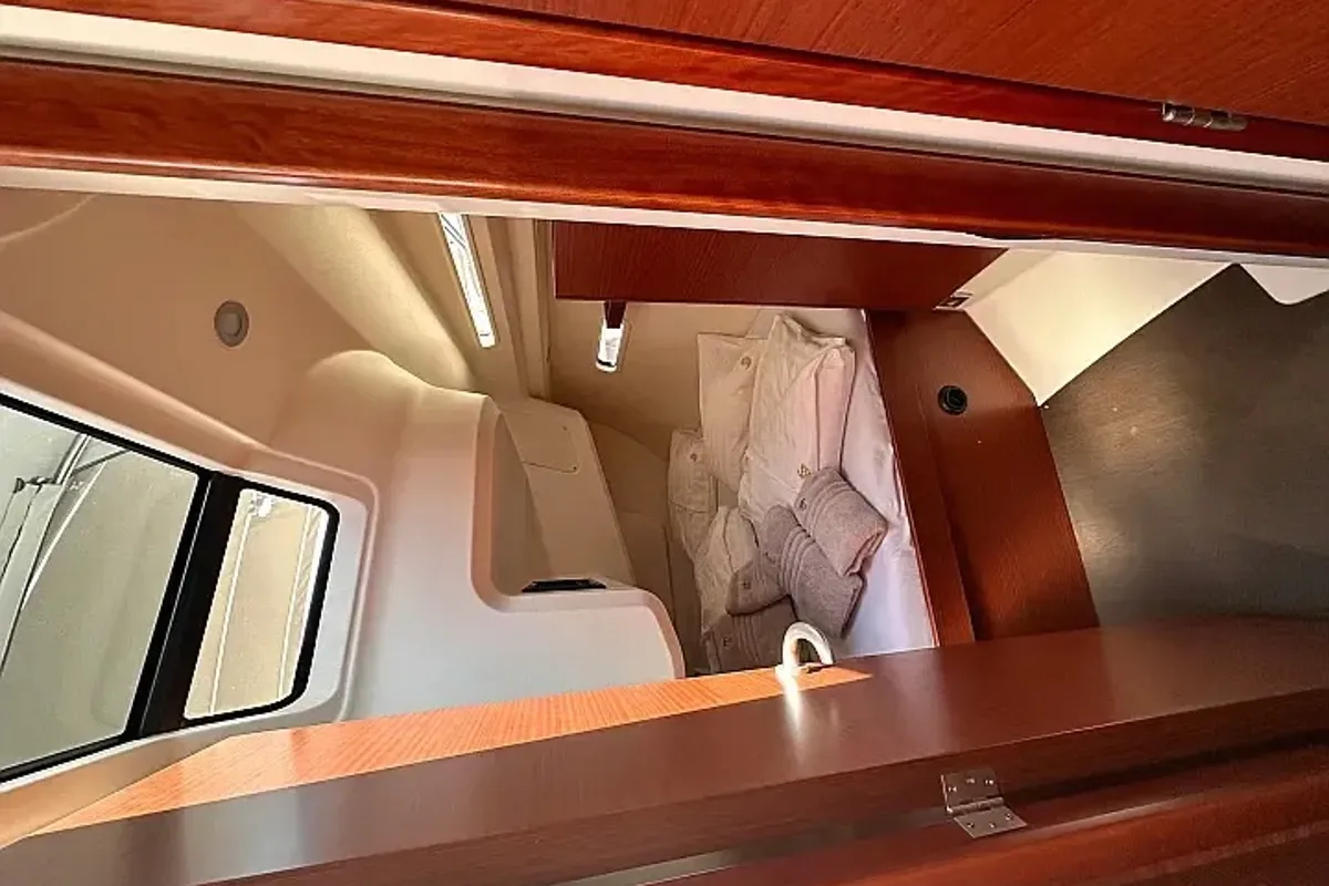 Cabin on Calypso, a Hanse Yachts Hanse 388 sailboat at Seget Donji, Croatia