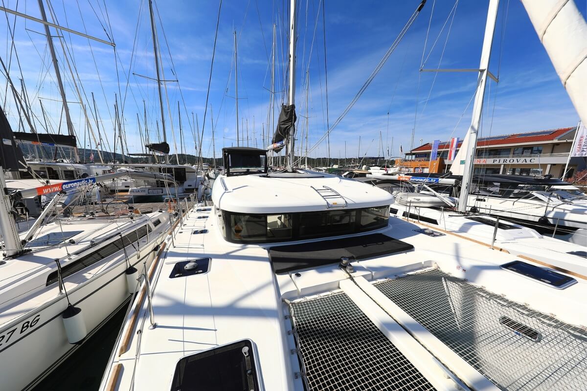 Deck of Liquid Spirit, a Lagoon 40 catamaran at Pirovac, Croatia
