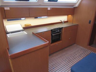 Galley of BavC46, a Bavaria Cruiser 46 sailboat at Gothenburg, Sweden