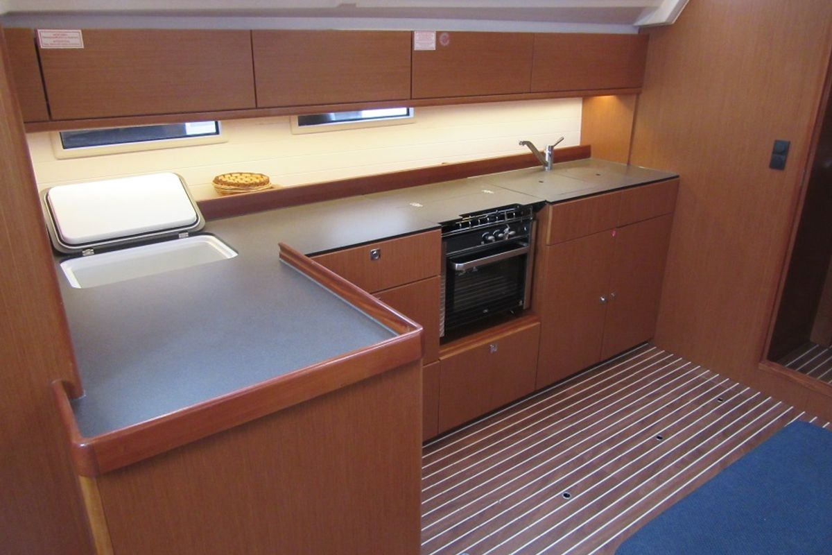 Galley of BavC46, a Bavaria Cruiser 46 sailboat at Gothenburg, Sweden