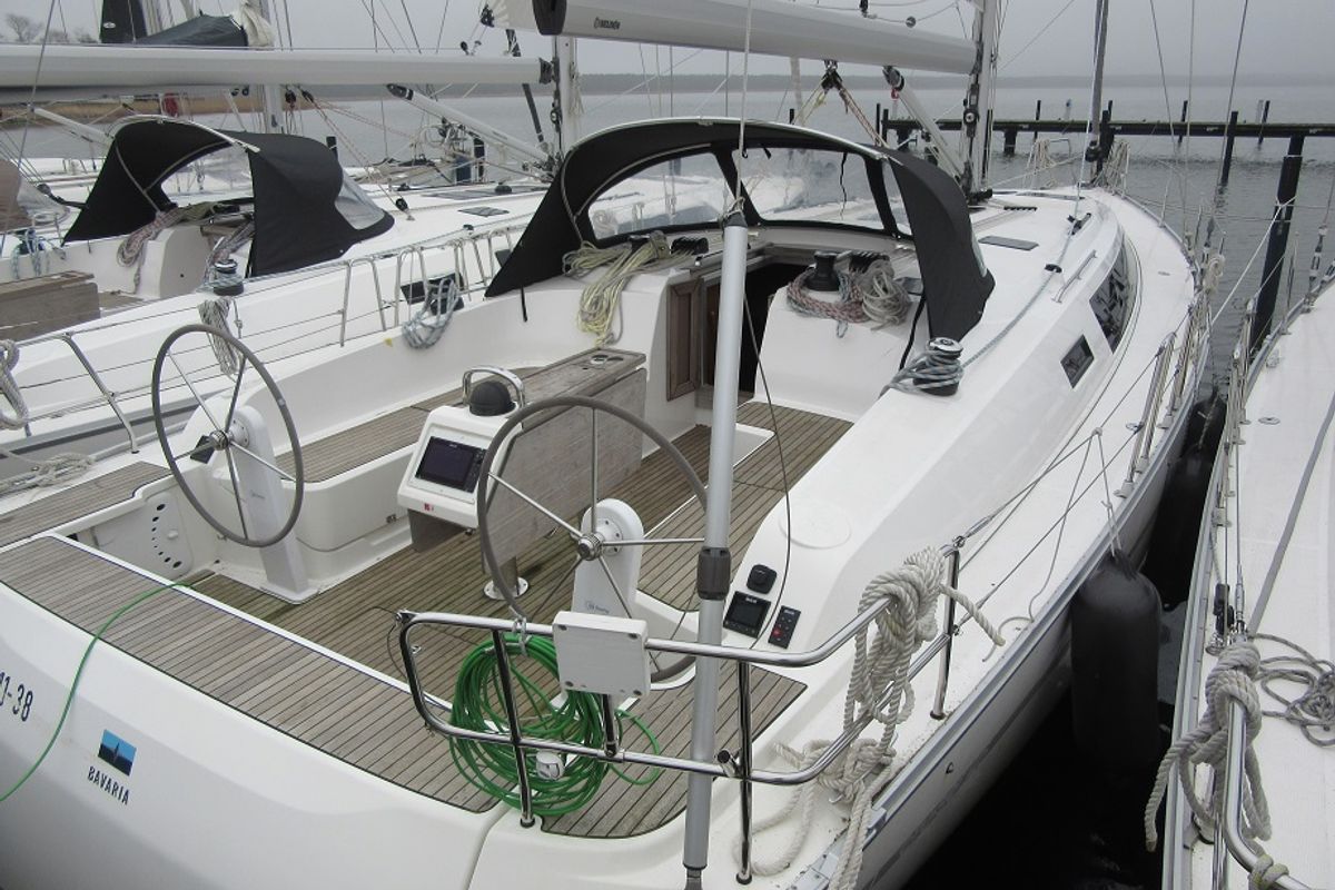 Exterior view of BavC46, a Bavaria Cruiser 46 sailboat at Gothenburg, Sweden