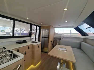 Salon of Wenny, a Aventura Catamarans Aventura 37 catamaran at Sant Antoni de Portmany, Spain
