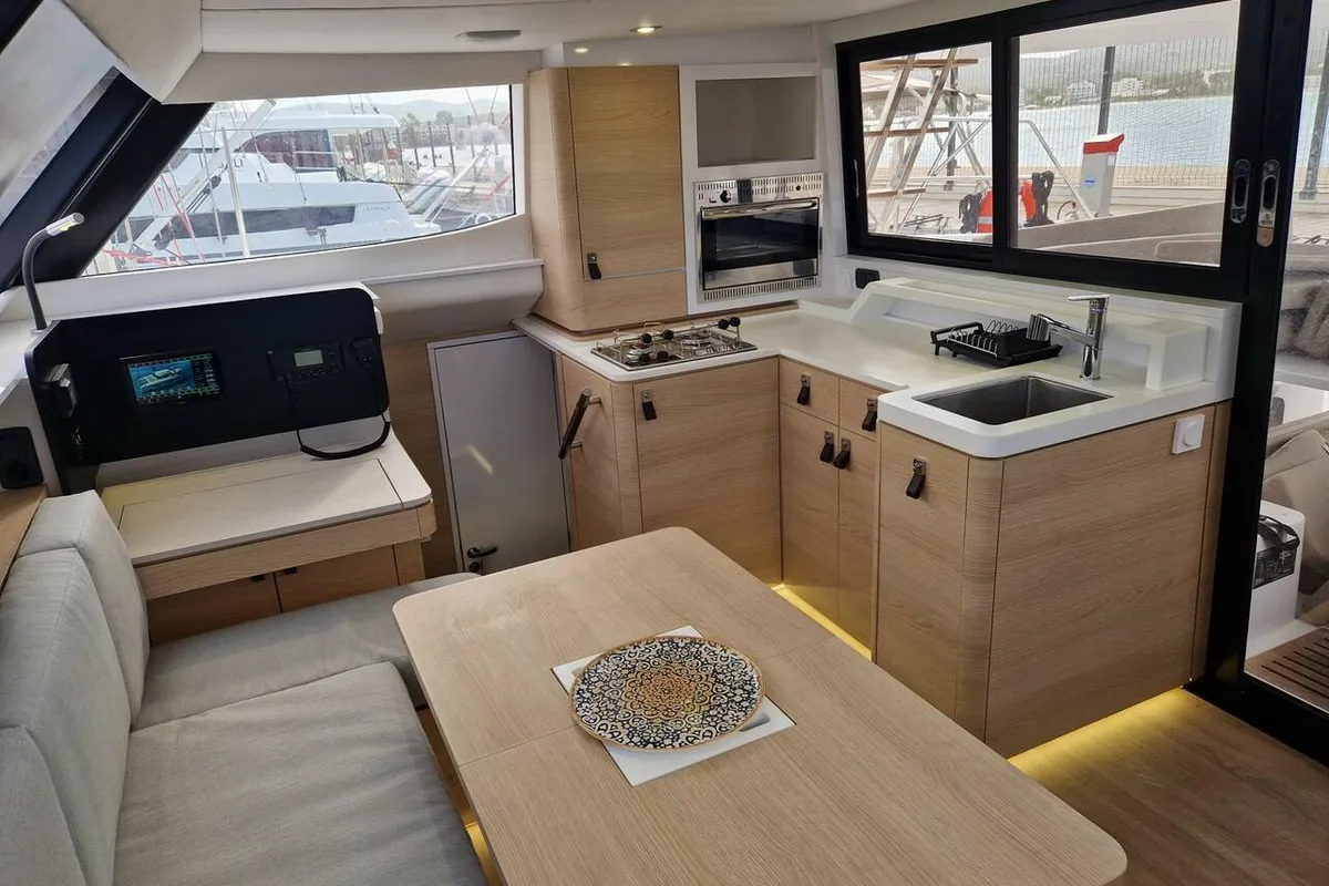 Salon of Wenny, a Aventura Catamarans Aventura 37 catamaran at Sant Antoni de Portmany, Spain