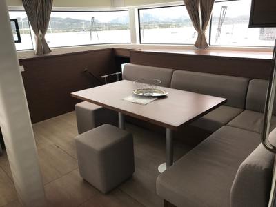 Salon of Dugongo II, a Lagoon 52 catamaran at Grand Anse, Grenada
