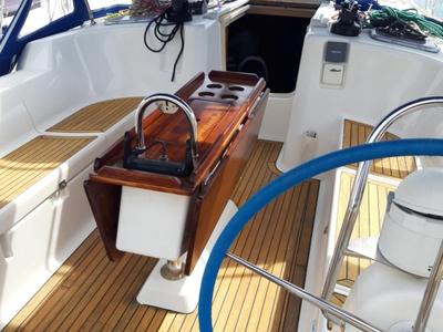 Cockpit of Hauraki, a Dufour 455 Grand Large sailboat at Split, Croatia