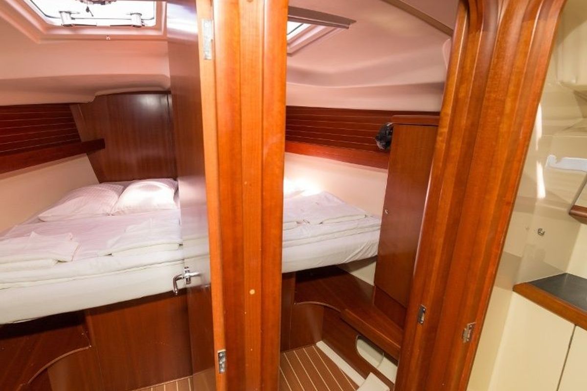 Cabin on Hauraki, a Dufour 455 Grand Large sailboat at Split, Croatia
