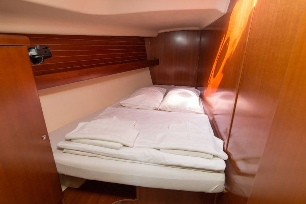 Cabin on Hauraki, a Dufour 455 Grand Large sailboat at Split, Croatia
