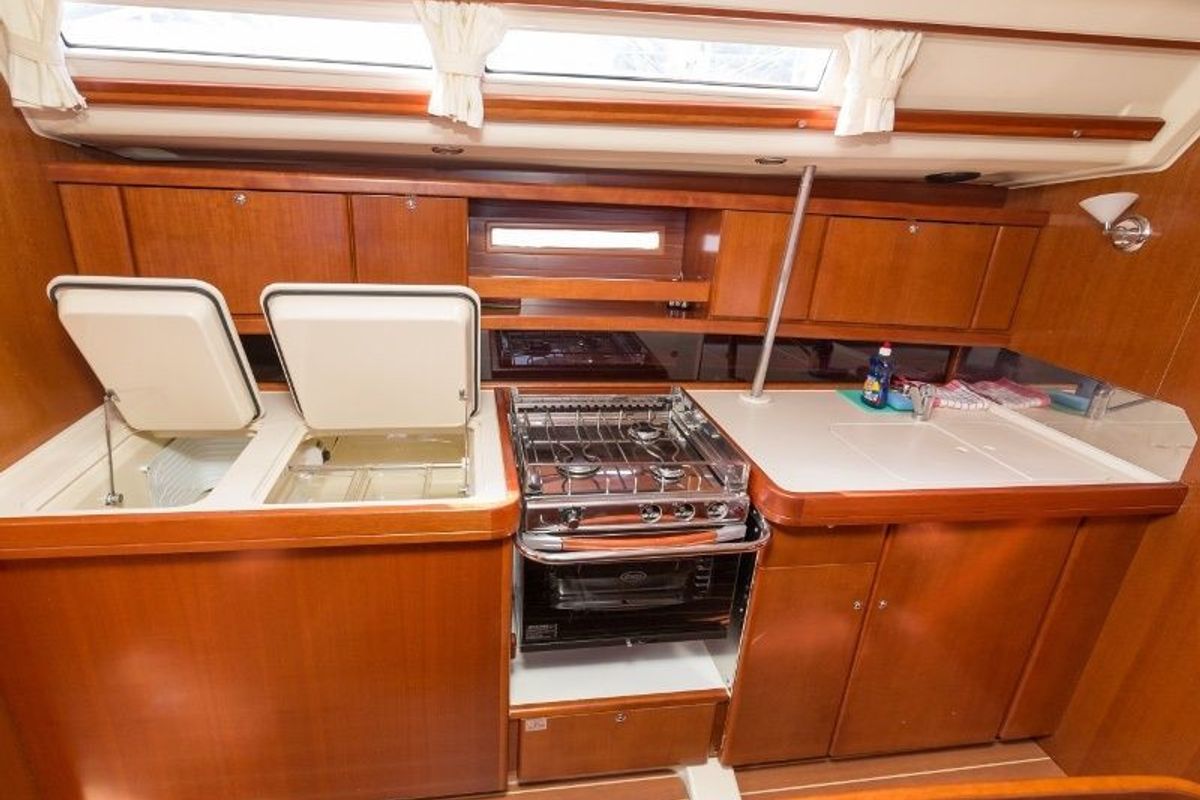 Galley of Hauraki, a Dufour 455 Grand Large sailboat at Split, Croatia