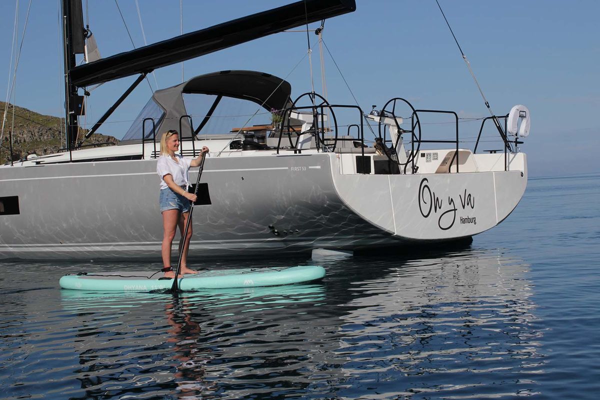Exterior view of On y va, a Beneteau First 53 sailboat at Lavreotiki Municipal Unit, Greece