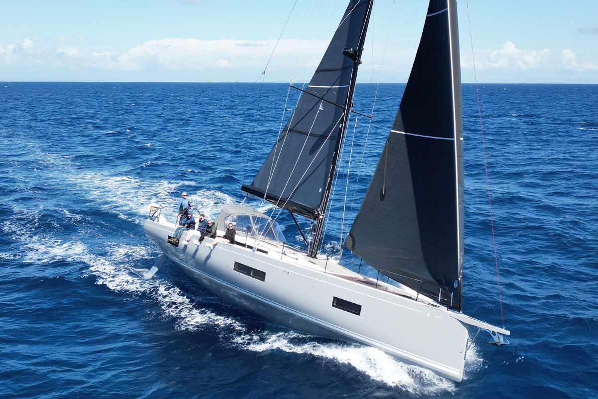 Exterior view of On y va, a Beneteau First 53 sailboat at Lavreotiki Municipal Unit, Greece
