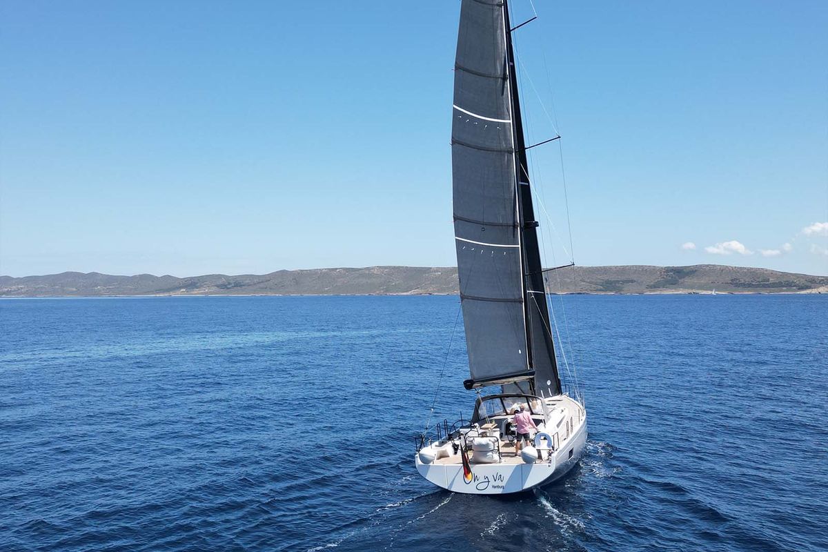 Exterior view of On y va, a Beneteau First 53 sailboat at Lavreotiki Municipal Unit, Greece