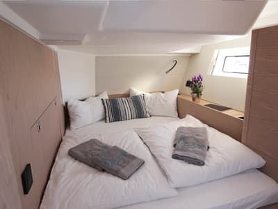 Cabin on On y va, a Beneteau First 53 sailboat at Lavreotiki Municipal Unit, Greece