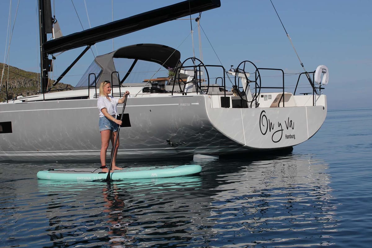 Exterior view of On y va, a Beneteau First 53 sailboat at Lavreotiki Municipal Unit, Greece