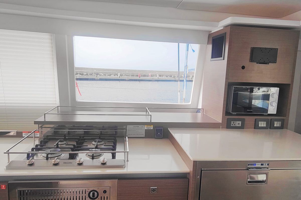 Galley of Maria del Mar, a Leopard 50 catamaran at Procida, Italy