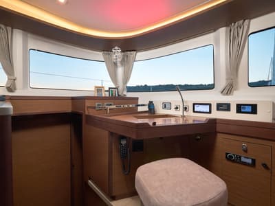 Cockpit of Brighter Star, a Lagoon 46 catamaran at Grad Trogir, Croatia