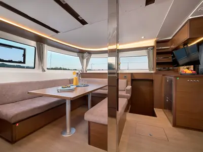 Salon of Brighter Star, a Lagoon 46 catamaran at Grad Trogir, Croatia