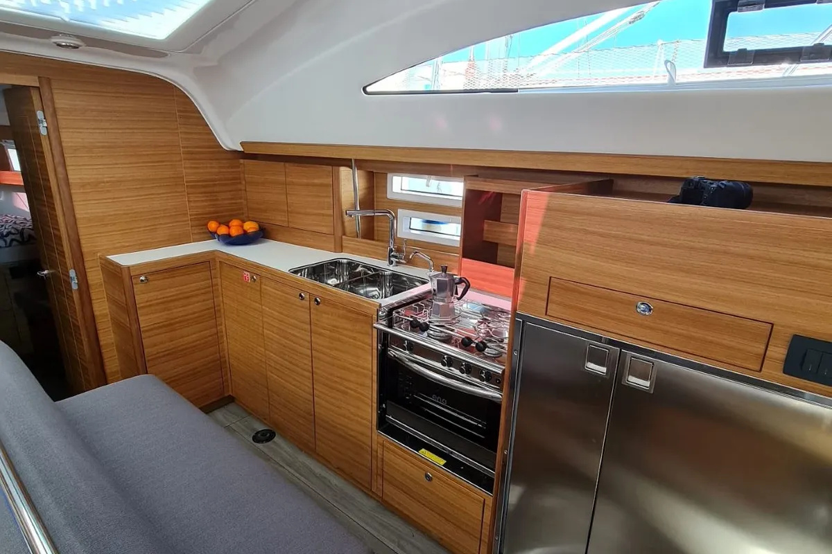 Galley of Oxygen, a Elan Impression 45.1 sailboat at Grad Trogir, Croatia