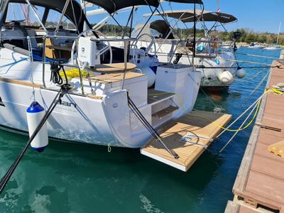 Deck of Oxygen, a Elan Impression 45.1 sailboat at Grad Trogir, Croatia