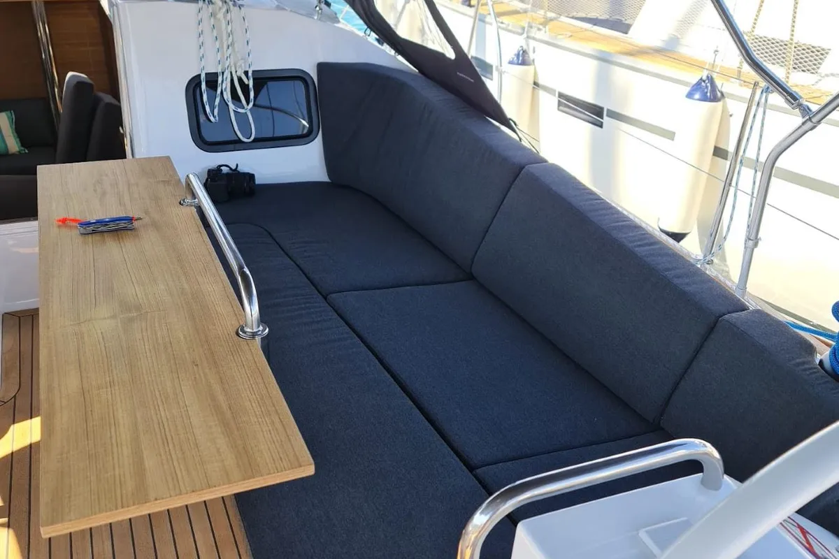 Cockpit of Oxygen, a Elan Impression 45.1 sailboat at Grad Trogir, Croatia