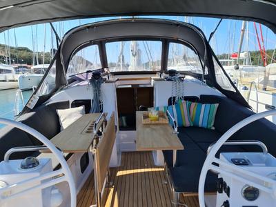 Cockpit of Oxygen, a Elan Impression 45.1 sailboat at Grad Trogir, Croatia