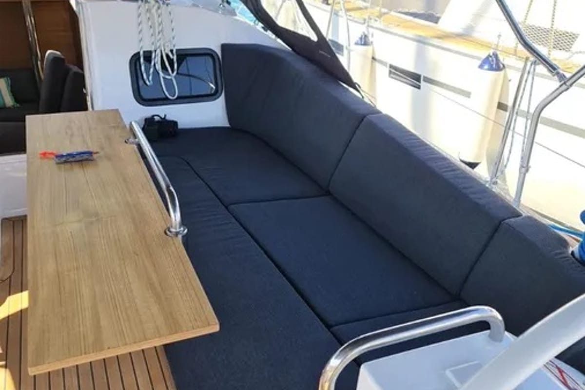 Deck of Oxygen, a Elan Impression 45.1 sailboat at Grad Trogir, Croatia