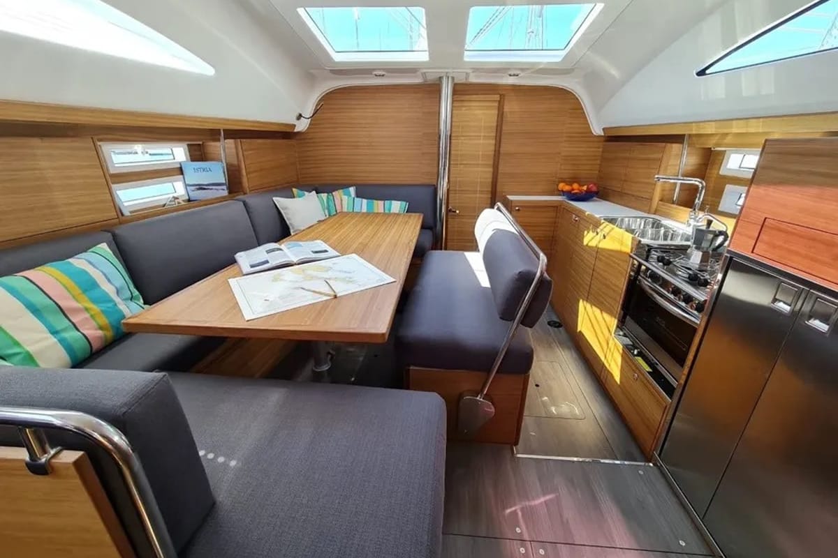 Salon of Oxygen, a Elan Impression 45.1 sailboat at Grad Trogir, Croatia
