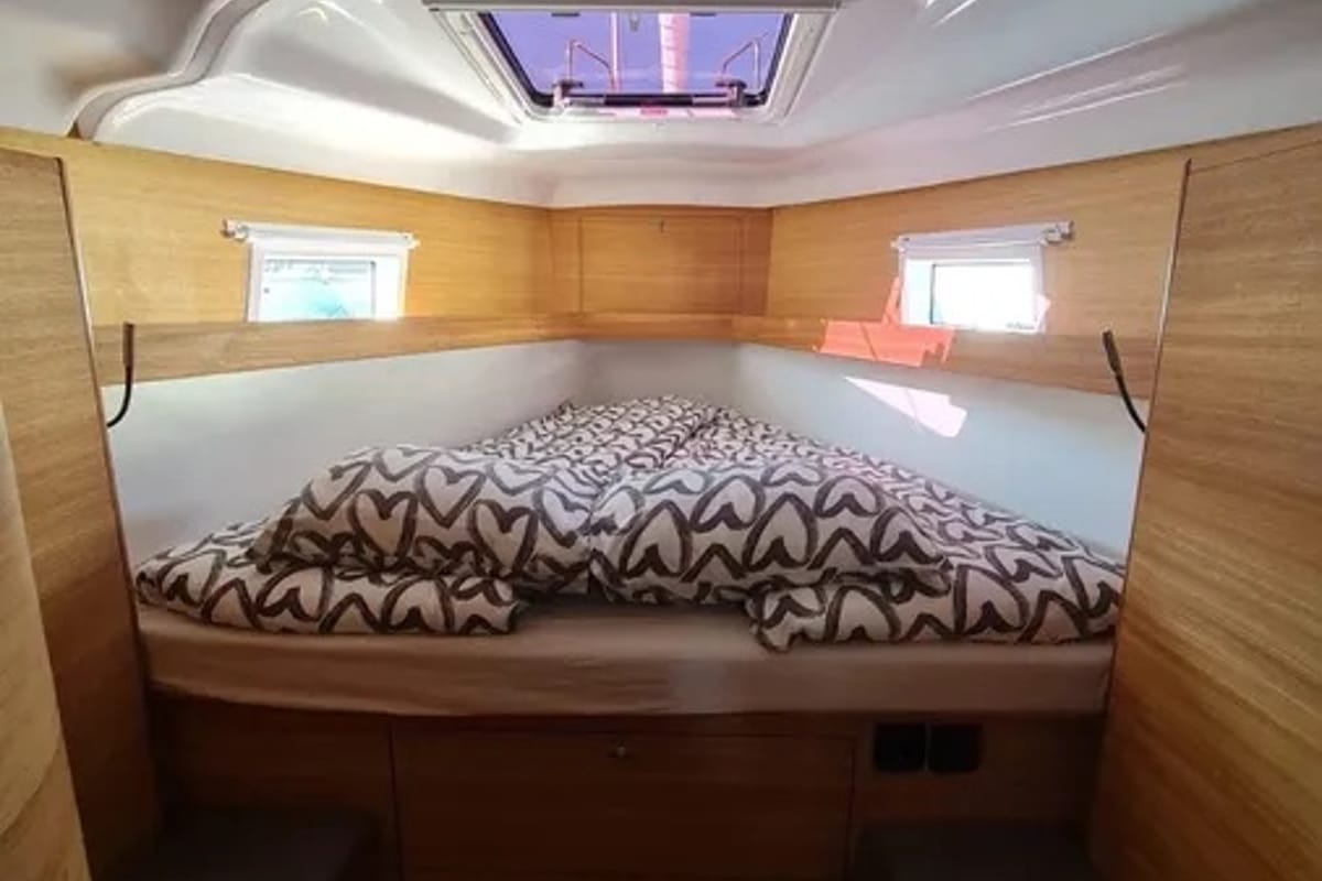 Cabin on Oxygen, a Elan Impression 45.1 sailboat at Grad Trogir, Croatia