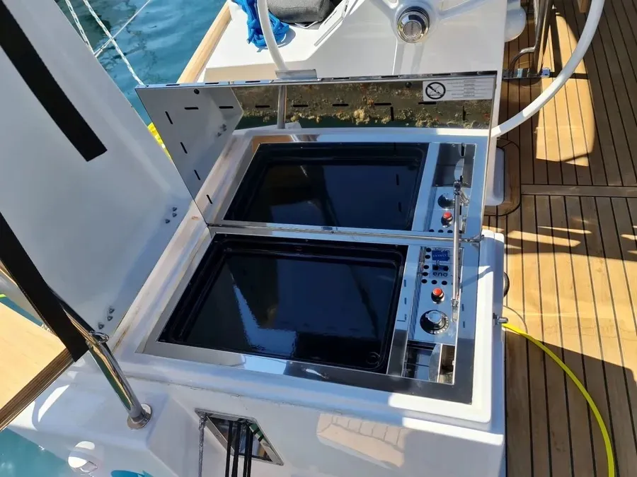 Deck of Oxygen, a Elan Impression 45.1 sailboat at Grad Trogir, Croatia