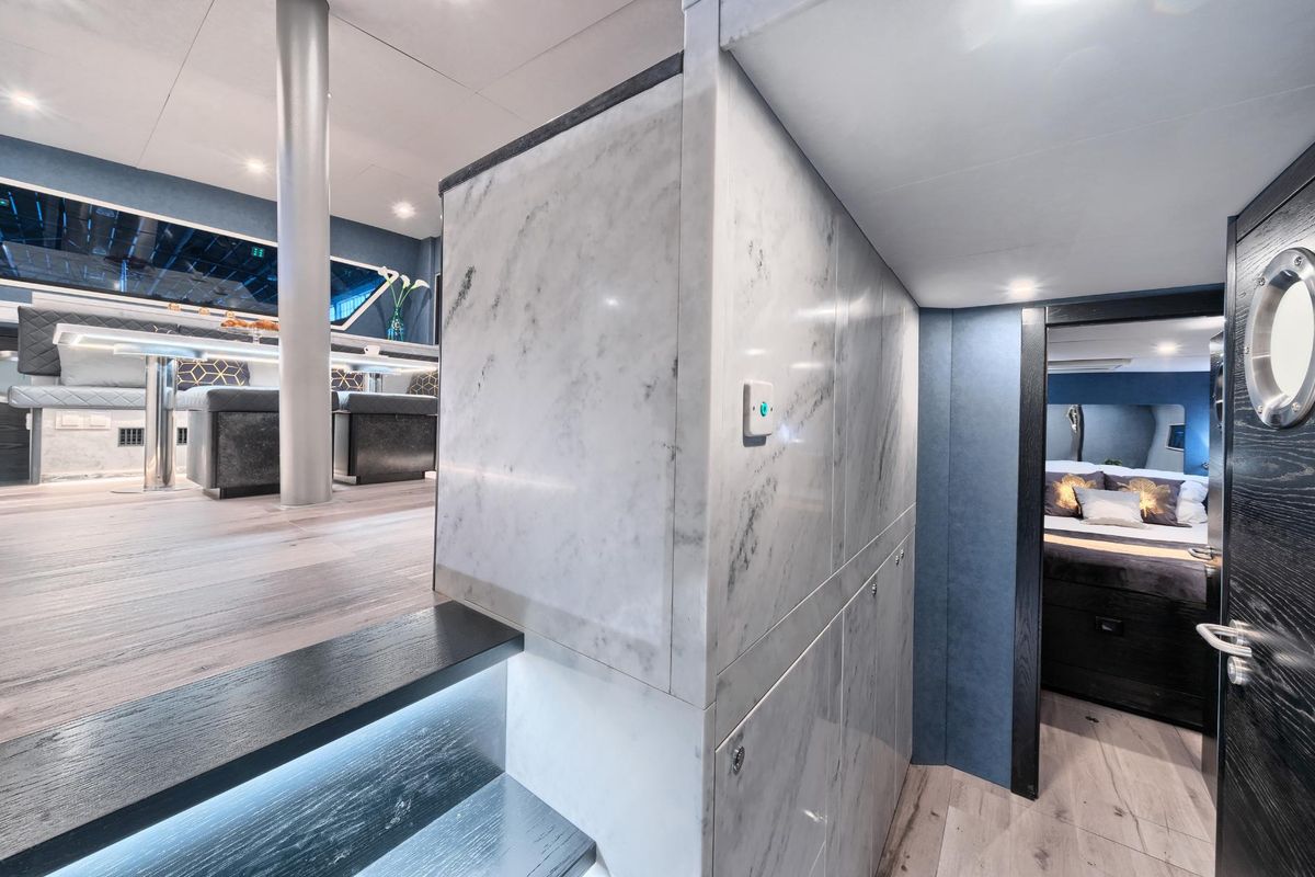 Salon of Katamaran, a Luna 49 catamaran at Split, Croatia