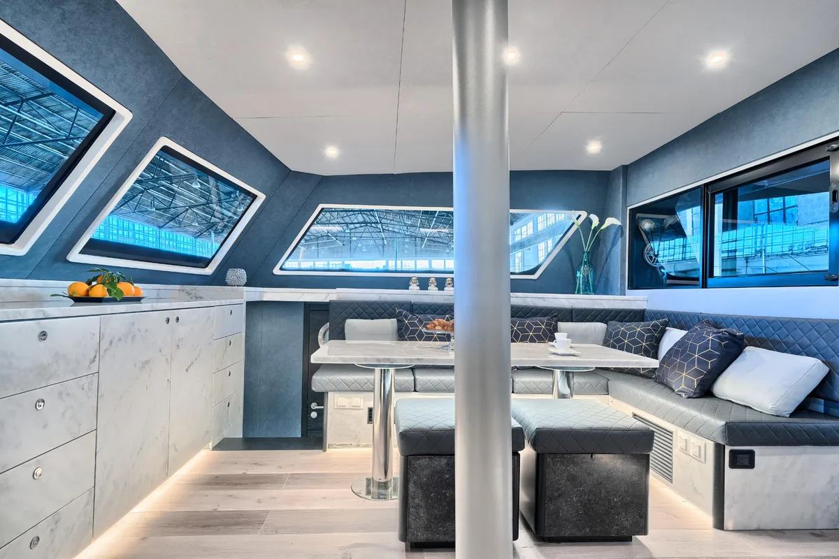 Salon of Katamaran, a Luna 49 catamaran at Split, Croatia
