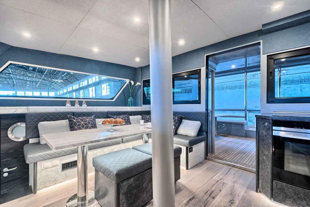 Salon of Katamaran, a Luna 49 catamaran at Split, Croatia
