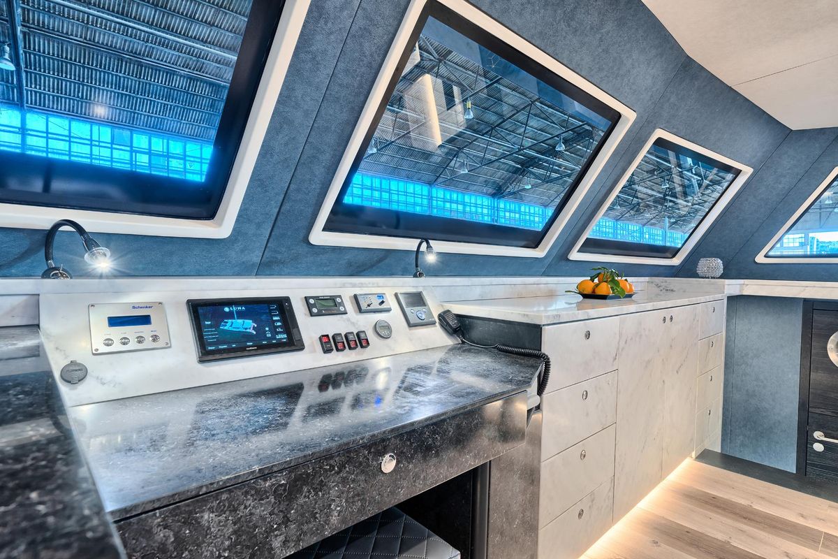Salon of Katamaran, a Luna 49 catamaran at Split, Croatia