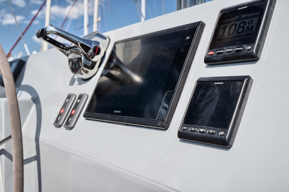 Cockpit of Katamaran, a Luna 49 catamaran at Split, Croatia