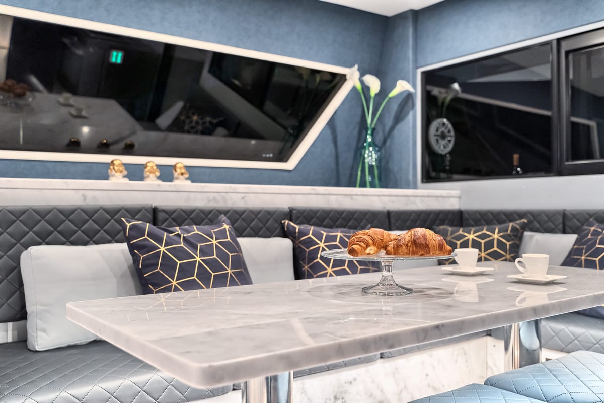 Salon of Katamaran, a Luna 49 catamaran at Split, Croatia