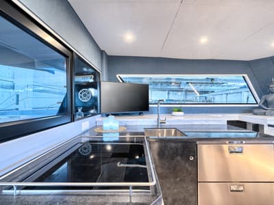 Galley of Katamaran, a Luna 49 catamaran at Split, Croatia