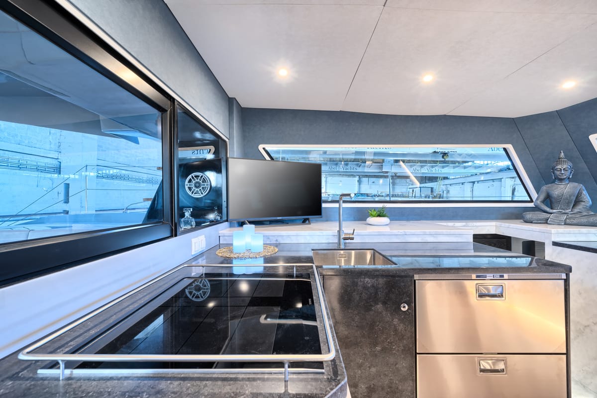 Galley of Katamaran, a Luna 49 catamaran at Split, Croatia