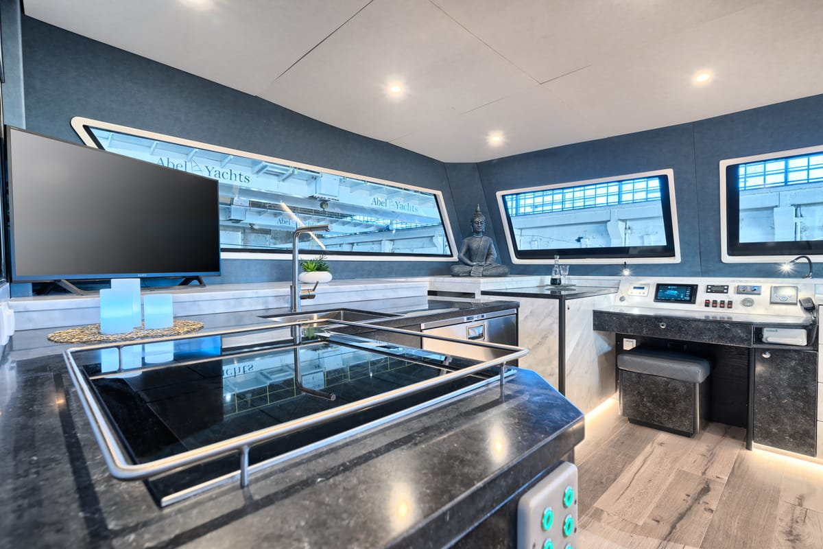 Galley of Katamaran, a Luna 49 catamaran at Split, Croatia