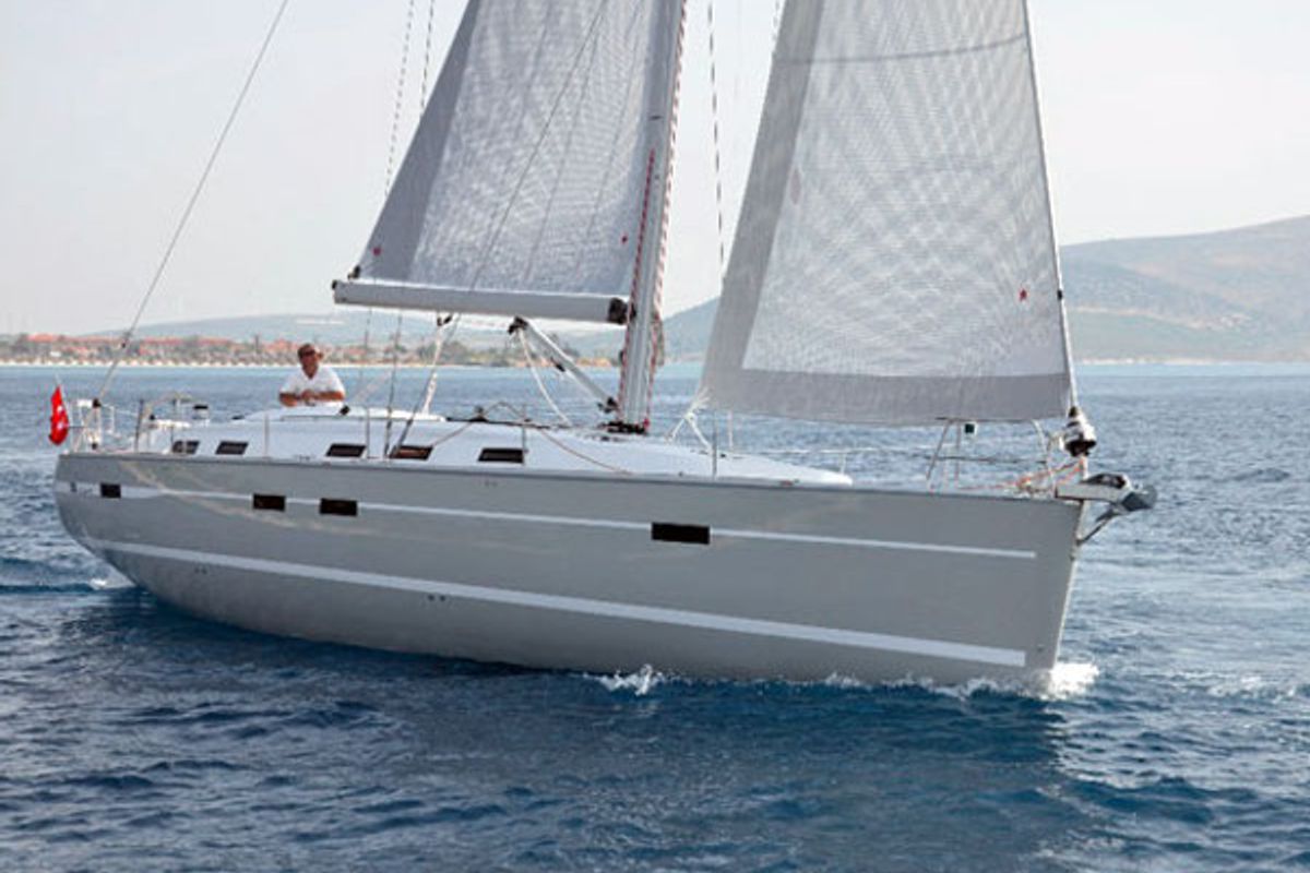 Exterior view of Fija, a Bavaria Cruiser 50 sailboat at Općina Sukošan, Croatia