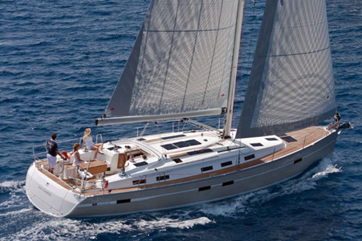 Exterior view of Fija, a Bavaria Cruiser 50 sailboat at Općina Sukošan, Croatia