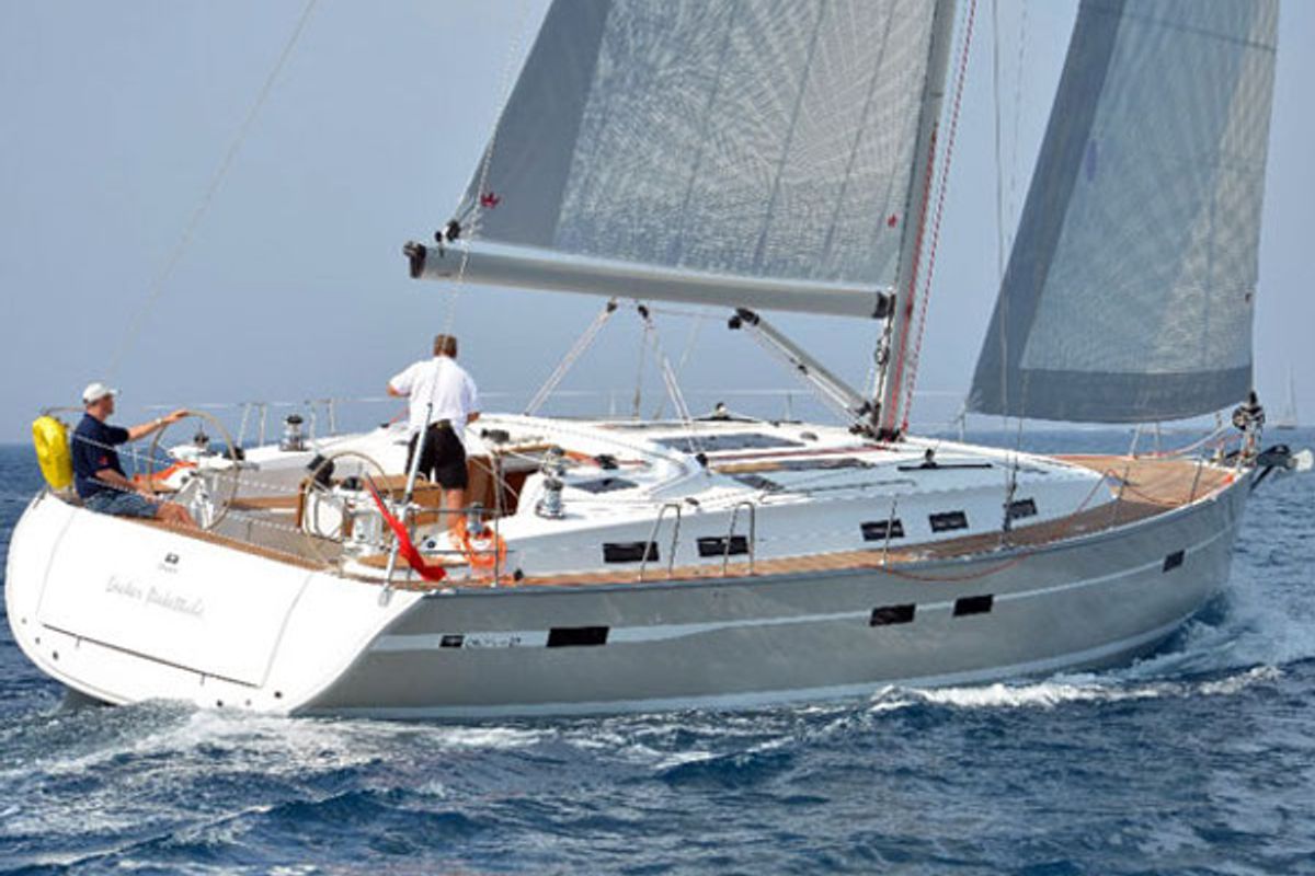 Exterior view of Fija, a Bavaria Cruiser 50 sailboat at Općina Sukošan, Croatia