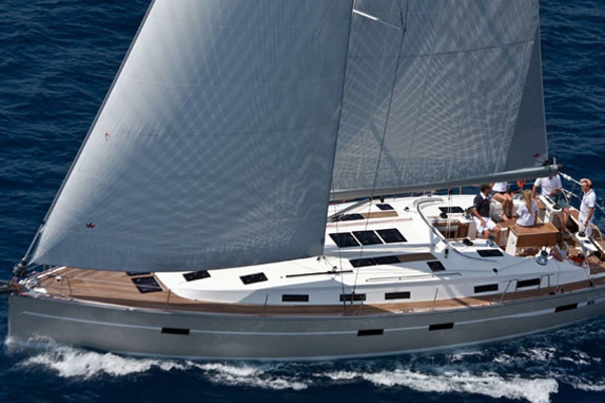 Exterior view of Fija, a Bavaria Cruiser 50 sailboat at Općina Sukošan, Croatia