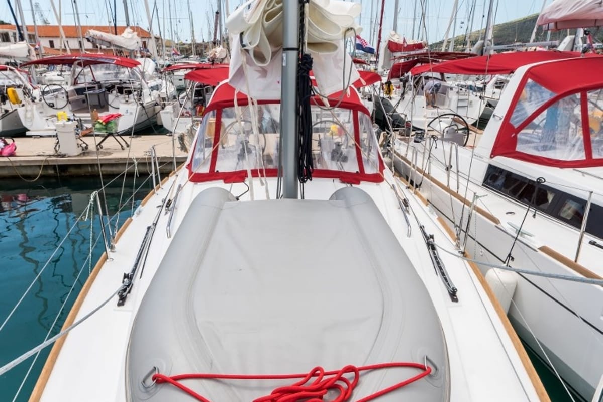 Exterior view of Bela, a Beneteau Oceanis 35.1 sailboat at Split, Croatia